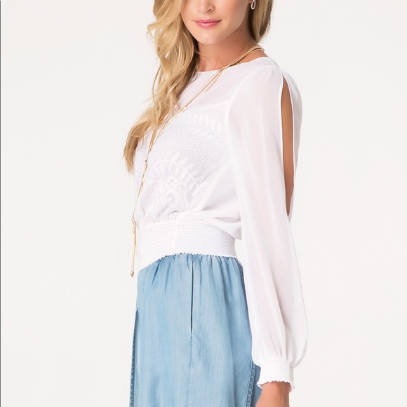 Bebe Embroidered Smocked Top ♥️ Brand New … - Picture 4 of 6